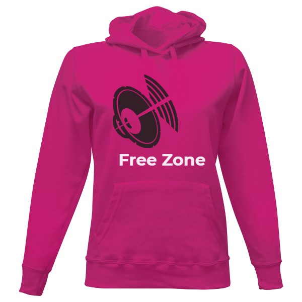 Dámská mikina s kapucí s potiskem Free Zone